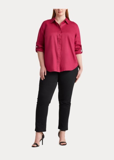 Camisa Ralph Lauren Mujer Fucsia Claro - Linen - GXUTR7952